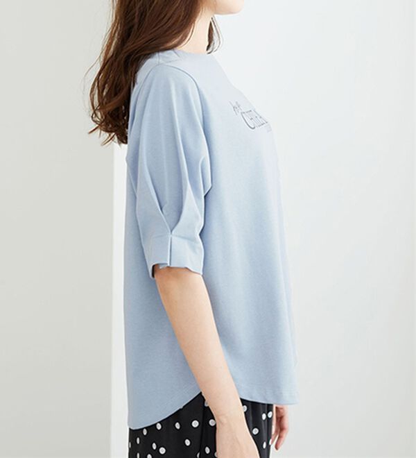 BELLUNA（ベルーナ）の「汗ジミ対策！袖タック使いロゴプルオーバー（カットソー）」｜詳細画像