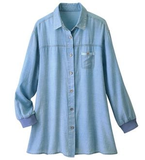 ルフラン（ルフラン）の「夏にも着られる！透けデニムシャツ（シャツ）」｜ブルー