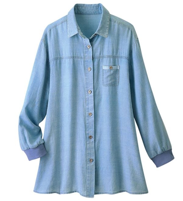 ルフラン（ルフラン）の「夏にも着られる！透けデニムシャツ（シャツ）」｜ブルー