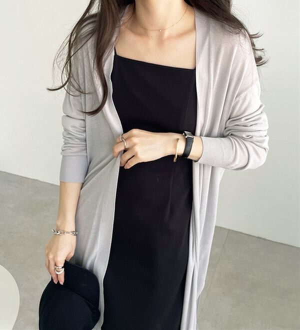 GeeRA（ジーラ）の「【3つの機能付】ロングニットカーディガン（ミディ丈）（ニットカーディガン）」｜詳細画像