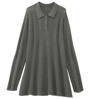 alotta（アロッタ）の「ポロ衿デザインＡラインニットチュニック（チュニック）」｜グレー