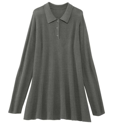 alotta（アロッタ）の「ポロ衿デザインＡラインニットチュニック（チュニック）」