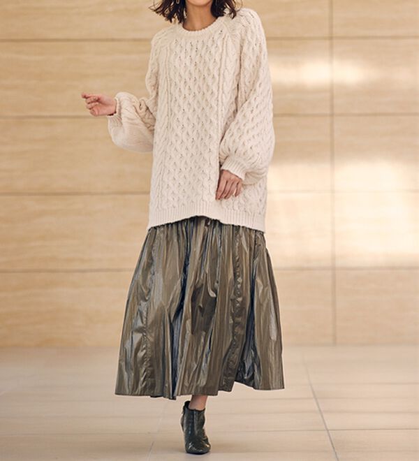 RANAN（ラナン）の「メタリックラウンドティアードスカート（ロングスカート）」｜詳細画像