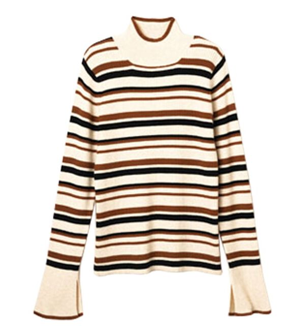 RANAN（ラナン）の「配色使いフレアー袖プチハイネックリブニット（ニット・セーター）」｜詳細画像