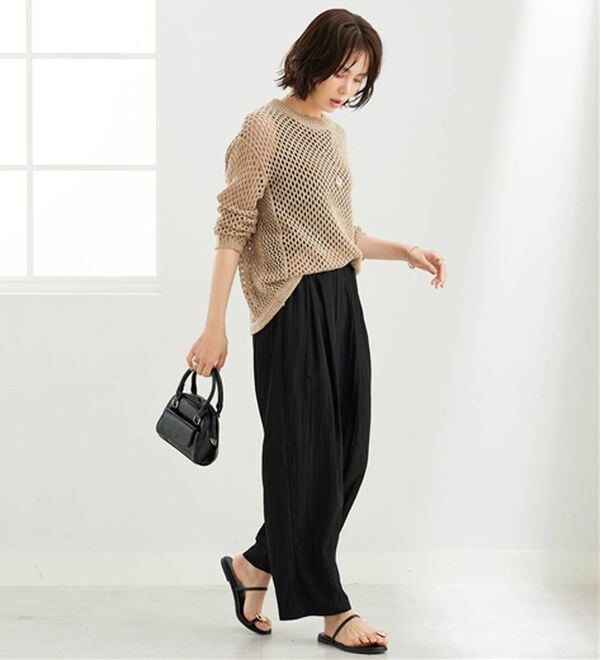 BELLUNA（ベルーナ）の「ビンテージ調タックワイドパンツ（ワイドパンツ・ガウチョ）」｜詳細画像