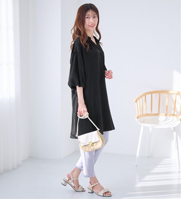 alotta（アロッタ）の「パフ袖とろみブラウスチュニックワンピース（チュニックワンピース）」｜詳細画像