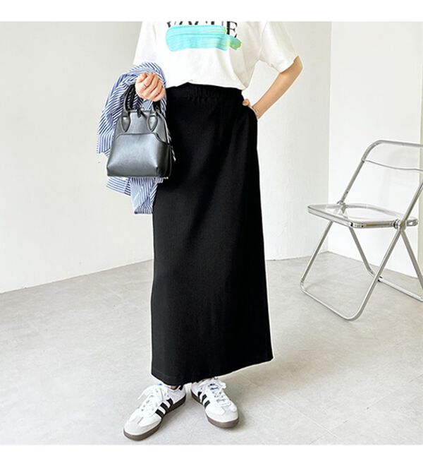 GeeRA（ジーラ）の「【着回し力◎】楽ちんすっきり見え！リブロングスカート（ロングスカート）」｜詳細画像