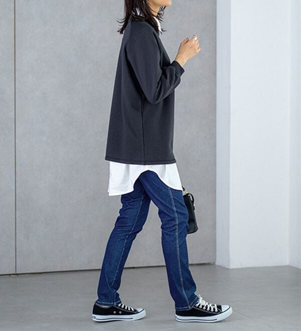 BELLUNA（ベルーナ）の「【選べる裏側】ぐん伸びニットデニムパンツ（フルレングスパンツ）」｜詳細画像