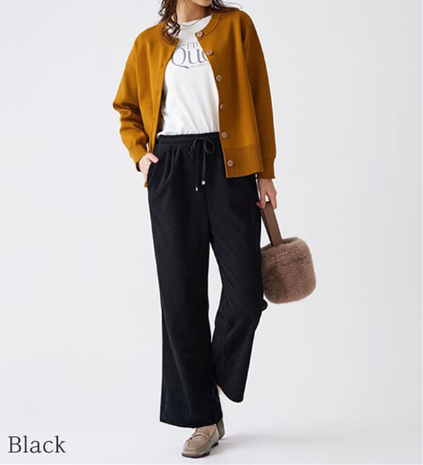 BELLUNA（ベルーナ）の「なめらかコーデュロイワイドパンツ（ワイドパンツ・ガウチョ）」｜詳細画像