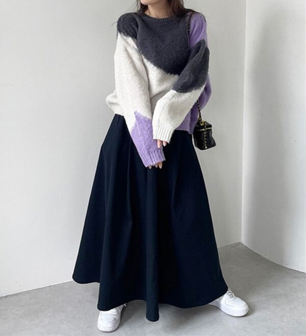 RANAN（ラナン）の「カラーブロッキングニットプルオーバー（ニット・セーター）」｜詳細画像