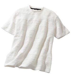 「綿１００％アイスジャカードＴシャツ（メンズＴシャツ）」｜ホワイト
