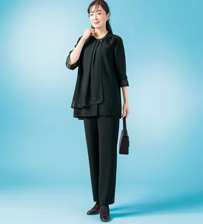 ルフラン（ルフラン）の「上品レース使いブラジャケパンツスーツ（ブラックフォーマル（喪服・礼服））」