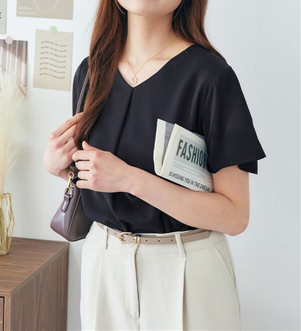 alotta（アロッタ）の「シフォンレイヤードＶネックブラウス（ブラウス）」｜詳細画像