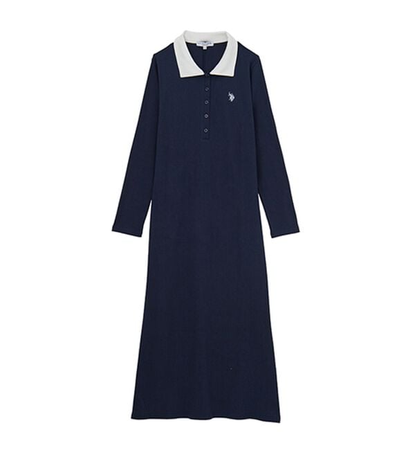 RANAN（ラナン）の「＜U.S.POLO ASSN.＞ポロ衿長袖リブワンピース（ロングワンピース）」｜詳細画像