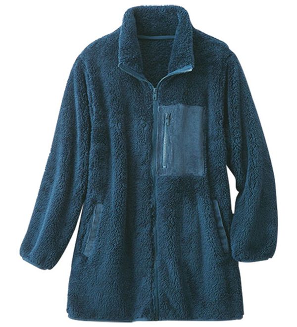 「ふわふわフリースジャケット（パジャマ・ルームウェア）」｜ネイビー