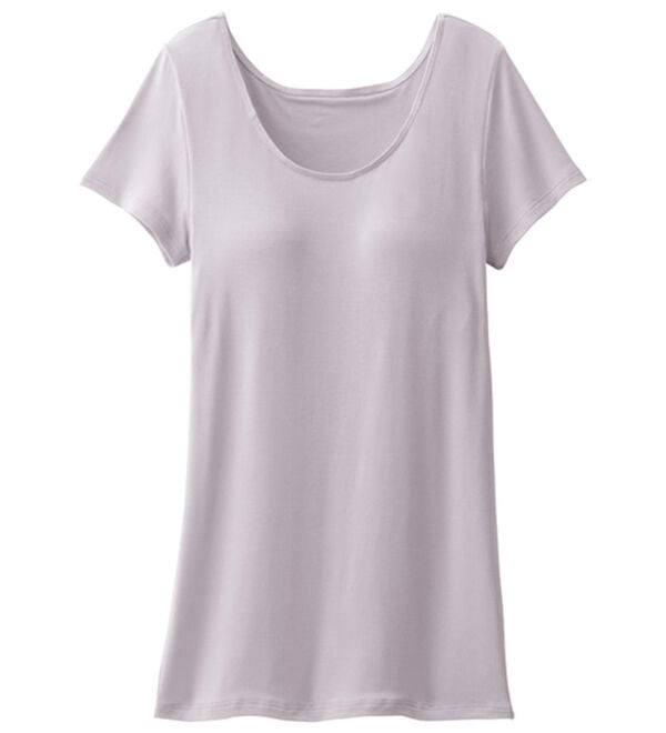 LAVIENNE（ラヴィエンヌ）の「＜さらりラボ＞カップ付半袖インナー（ブラトップ・カップ付きインナー）」｜ローズグレー