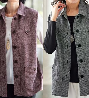 BELLUNA（ベルーナ）の「【２枚組】ツイード調素材デザインベスト（ベスト）」｜詳細画像