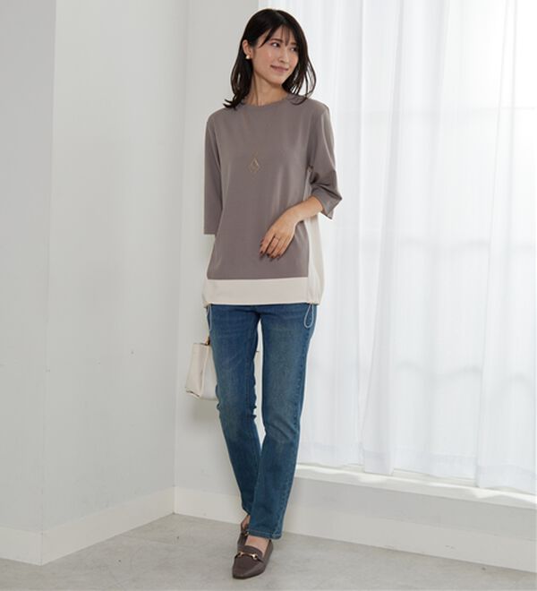 BELLUNA（ベルーナ）の「ドロスト使い配色デザインチュニック（チュニック）」｜詳細画像