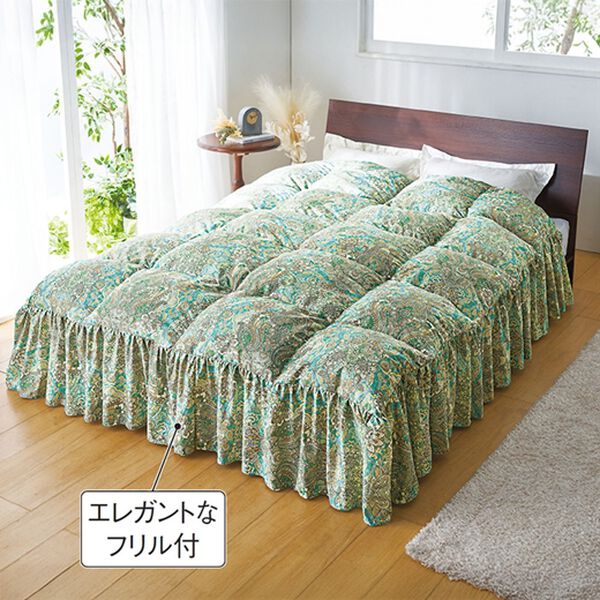 「防ダニ生地使用フリル付ベッド用羽根布団（掛布団）」｜詳細画像