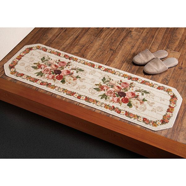 「バラ柄ロングキッチンマット（キッチンマット）」｜詳細画像