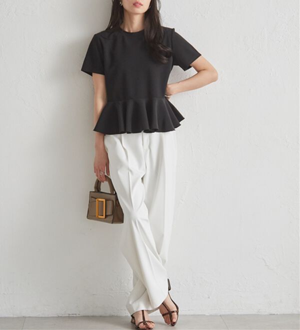 RANAN（ラナン）の「【ひんやり・ＵＶ】異素材切替ペプラムプルオーバー（カットソー）」｜詳細画像