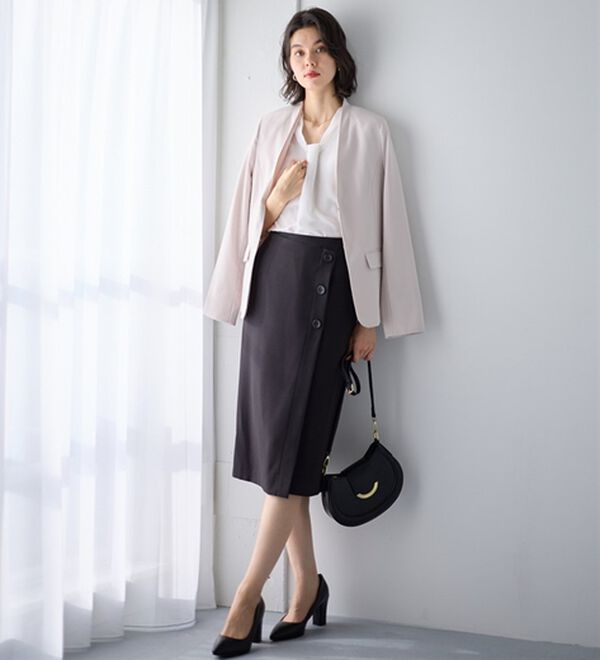 GeeRA（ジーラ）の「【２点】単品使いもできる！ベーシックブラウス＆スカートセットアップ（スカートスーツ）」｜詳細画像