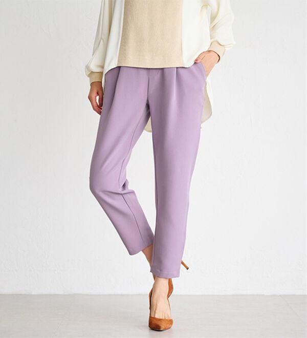 RANAN（ラナン）の「あったか！裏起毛美脚シルエットタックパンツ（フルレングスパンツ）」｜ライラック