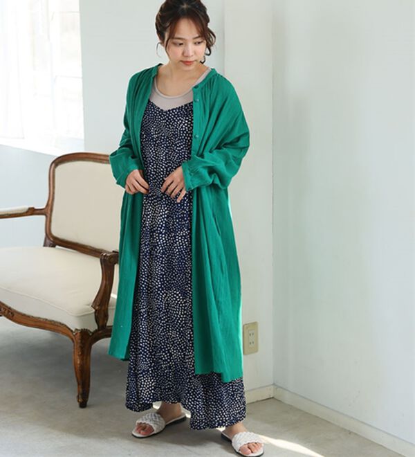 A HAPPY MARILYN（アハッピーマリリン）の「【Ｌ～６Ｌ】【風通るプレミアム】袖丈（七分・長袖）が選べる　綿１００％　楊柳　シャツチュニック（チュニック）」｜詳細画像