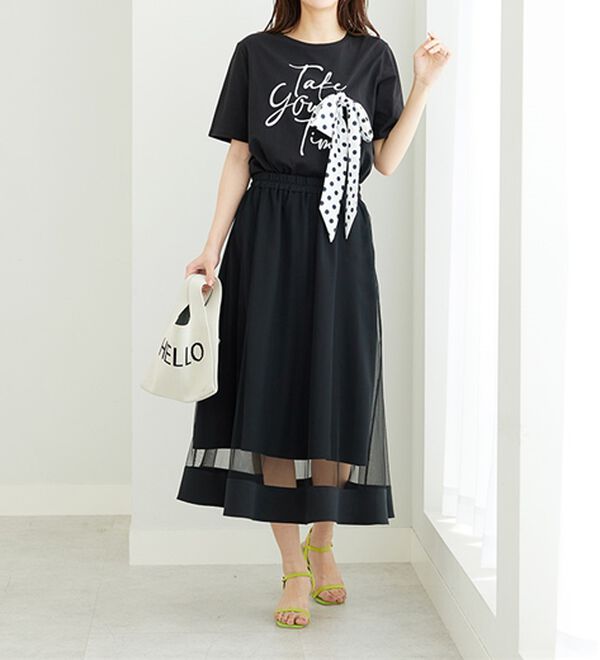 BELLUNA（ベルーナ）の「裾シアーデザインチュールスカート（ロングスカート）」｜詳細画像