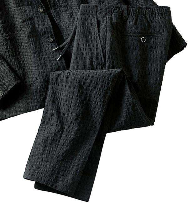 「【おじフェス着用】ランダムサッカーサマーセットアップ　スラックス（メンズフルレングスパンツ）」｜ブラック 股下73cm