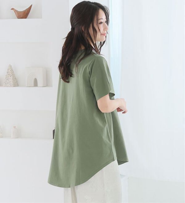 A HAPPY MARILYN（アハッピーマリリン）の「【Ｌ～９Ｌ】まるで魔法のお腹カバー、綿１００％裾フレアＴシャツ。（Tシャツ）」｜詳細画像