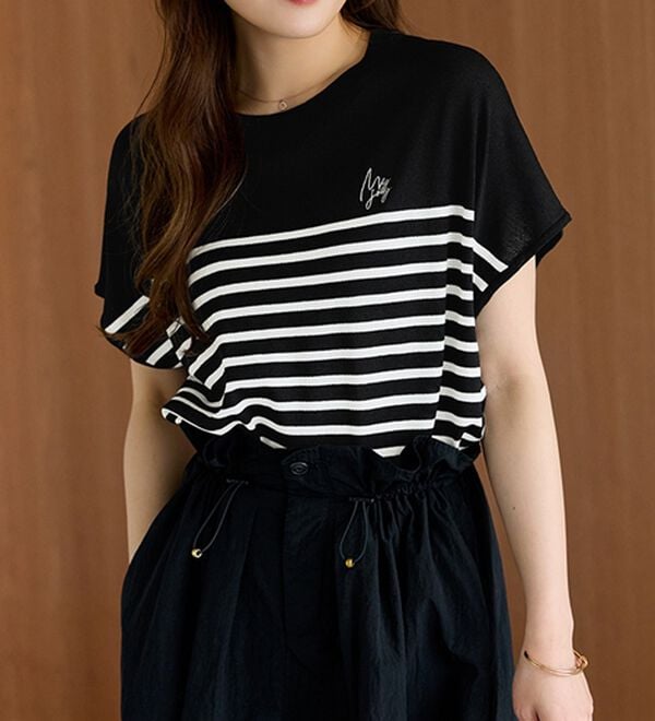 BELLUNA（ベルーナ）の「【快適Ｌａｂ．】Tシャツより上品！ひんやり洗えるニットＴ（ニット・セーター）」｜詳細画像