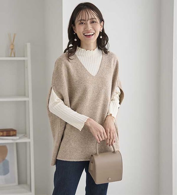 BELLUNA（ベルーナ）の「インナーに合わせるウール入りニットベスト（ベスト）」｜詳細画像