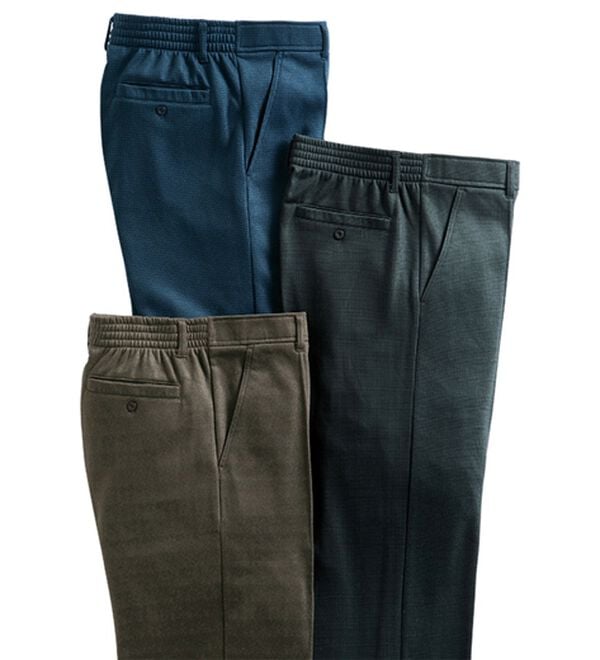 「【３本組】柔らか素材の裏起毛暖かイージースラックス（メンズイージーパンツ）」｜3本組