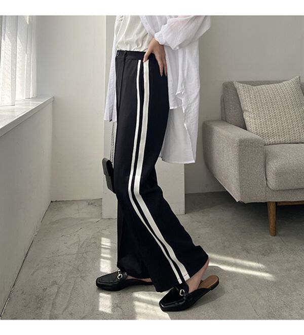 GeeRA（ジーラ）の「サイドラインハイウエストパンツ（フルレングスパンツ）」｜詳細画像