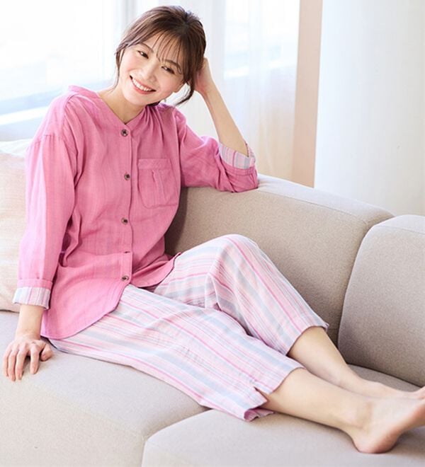 LAVIENNE（ラヴィエンヌ）の「【オーガニックコットン使用】綿１００％Ｗガーゼのルームパジャマ（パジャマ・ルームウェア）」｜詳細画像