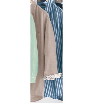 「リネンブレンド７分袖シャツ（メンズシャツ）」｜ベージュ(無地)