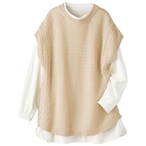 BELLUNA（ベルーナ）の「編地変化ニットベスト（ベスト）」｜ベージュ