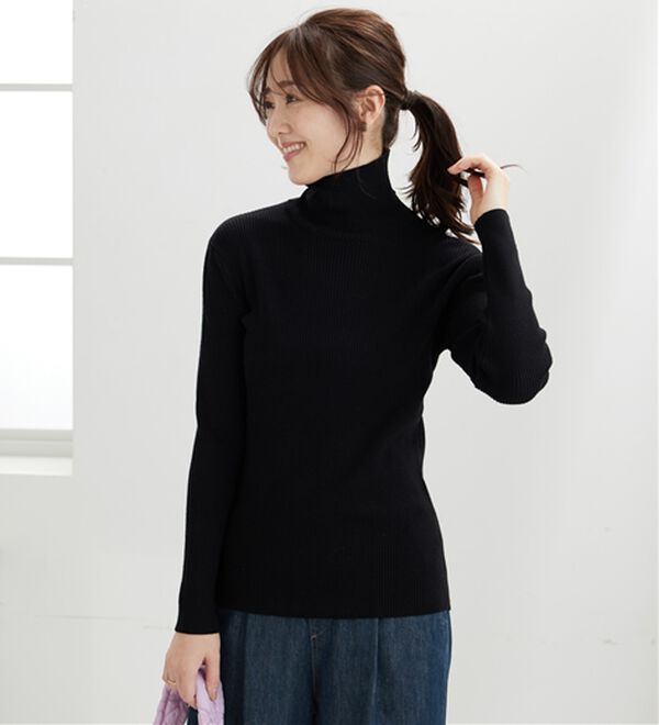 BELLUNA（ベルーナ）の「【安心感あるプチプラニット】リブニットタートルネックプルオーバー（ニット・セーター）」｜詳細画像