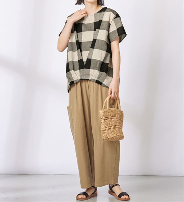 Viola e Viola（ヴィオラ エ ヴィオラ）の「ビッグチェック裾タックブラウス（ブラウス）」｜詳細画像