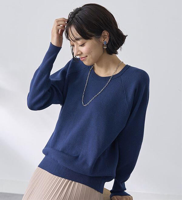 BELLUNA（ベルーナ）の「トレーナー感覚！きれいめカジュアルさんのためのニットトレーナー（ニット・セーター）」｜詳細画像