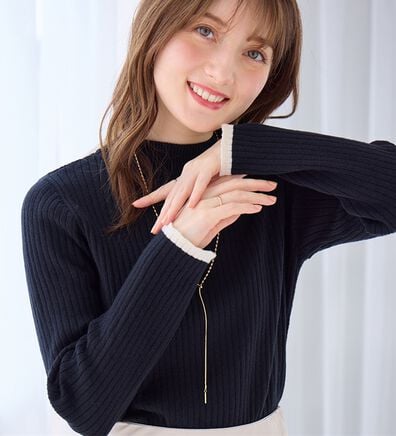 alotta（アロッタ）の「【静電気防止】もっちり袖配色リブニット（ニット・セーター）」