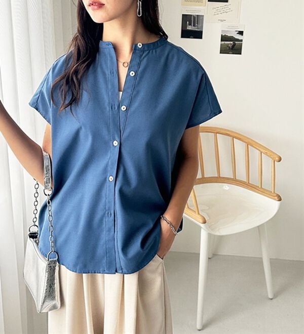 GeeRA（ジーラ）の「綿タッチフレンチスリーブブラウス（ブラウス）」｜詳細画像