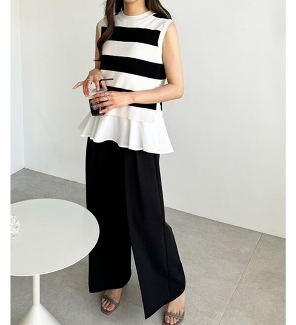 GeeRA（ジーラ）の「ペプラムタンク付ニットプルオーバー（アンサンブル）」｜詳細画像