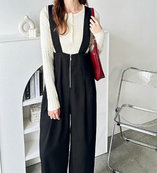 GeeRA（ジーラ）の「フロントジップハイウエストサロペット（オールインワン）」｜詳細画像