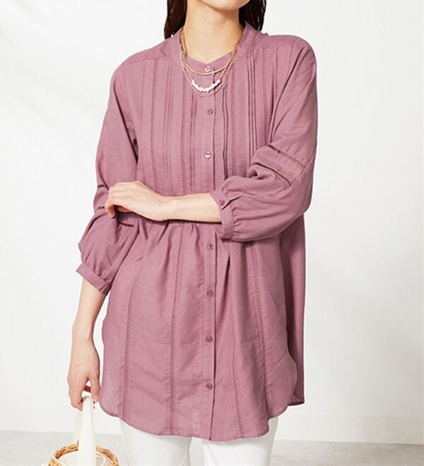 BELLUNA（ベルーナ）の「機能付リネン混ピンタック使いシャツチュニック（チュニック）」｜詳細画像