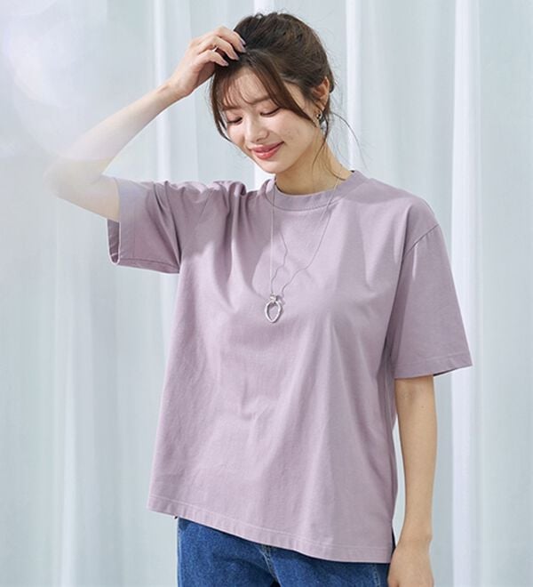 BELLUNA（ベルーナ）の「【選べる袖丈】＜エアリーアイスコットン＞オーバーサイズＴシャツ（カットソー）」｜詳細画像