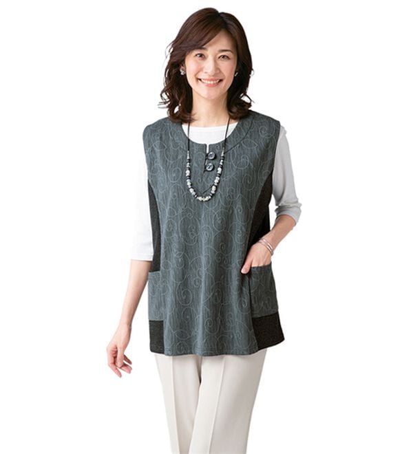 ルフラン（ルフラン）の「【２色組】ジャカード切替ベスト＜トルン＞（ベスト）」｜詳細画像