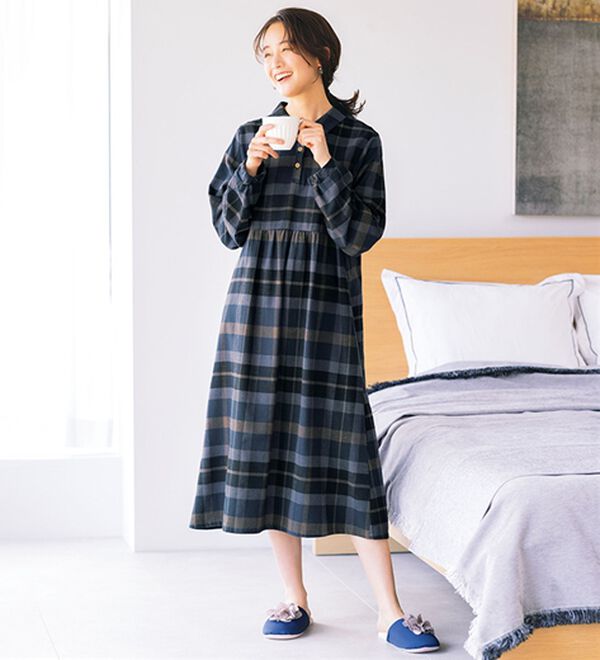 ルフラン（ルフラン）の「【３色組】綿１００％あったかロングワンピース（ロングワンピース）」｜詳細画像