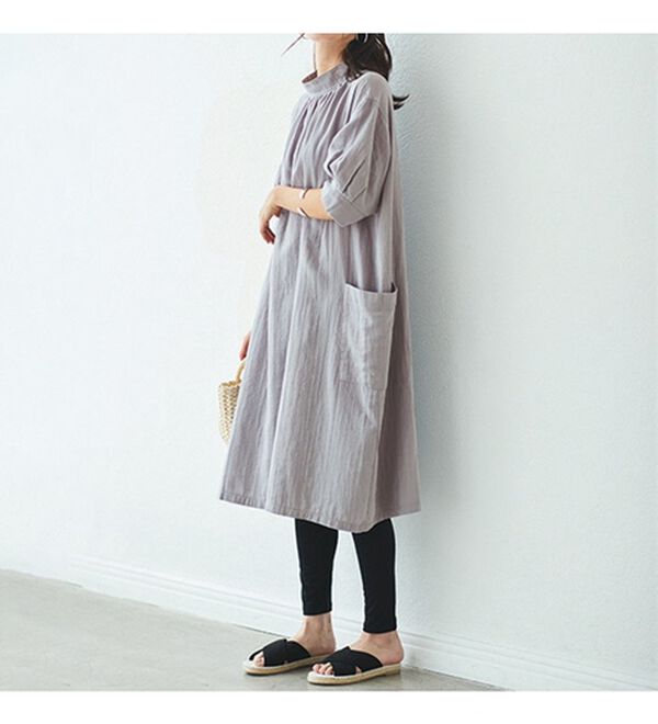 BELLUNA（ベルーナ）の「オーガニックコットンダブルガーゼワンピース（その他ワンピース）」｜詳細画像